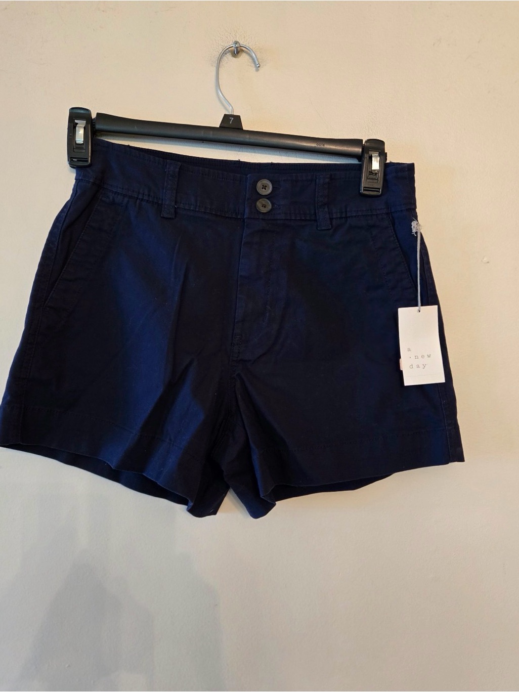 A New Day Stretch Navy Blue Khaki Shorts Size Womens 6